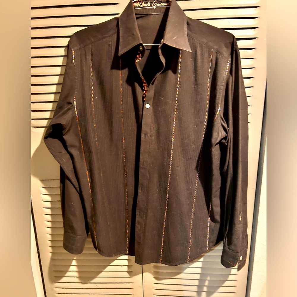 Robert Graham mens long sleeve button-down shirt  Medium black